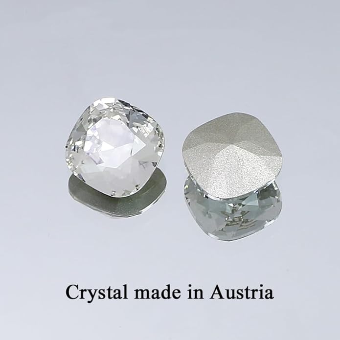 AOBOCO Sterling Silver Leverback Earrings Embellished with Crystals from Austria, Hypoallergenic Cushion Cut Square Crystal Earrings, Fine Anniversary Birthday Jewelry Gifts for Women