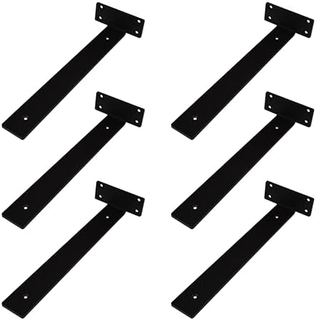 Heavy Duty Shelf Bracket 12 inch Metal Wall Mount Powder Coated 90 Degree Black by MTBEL