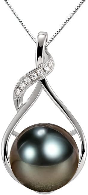 Gifts for Women Wife-Tahitian-Black-Pearl-Necklace-Gift for Wife Wedding Birthday Anniversary Jewelry-Mom Girlfriend Her Mothers Day Gifts for Mom Women Valentines Christmas Day