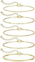 MBW Gold Bracelets for Women Trendy, Dainty 14K Gold Plated Bracelet Stack Beaded Chain Bracelet Set Thin Small Cute Paperclip Bracelets Fashion Waterproof Jewelry Gift Gold Accessories for Women