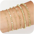 Emibele Gold Bracelets for Women, Dainty Adjustable 14K Gold Plated Bracelet Stack, Elegant Beaded Link Chain Bracelet Sets, Jewelry Gifts for Women