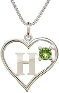 Silver Sterling Necklace Initial Letter A-Z Birthstone for Women – Personalized Custom Jewelry Pendant with Heart Design Customized Dainty Charm for Wife Girlfriend Mom – 18" Box Chain