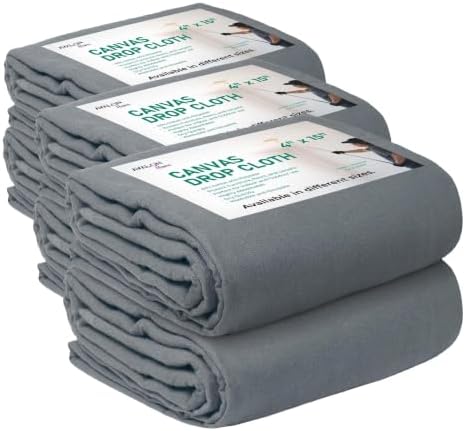 Canvas Drop Cloth for Painting 4x15 feet Pack of 6-8oz Painters Drop Cloths for by Unknown