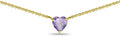 Birthstone Necklace for Women - Genuine or Synthetic Gemstone, 7mm Heart Solitaire, Short Dainty Layered Choker, Silver