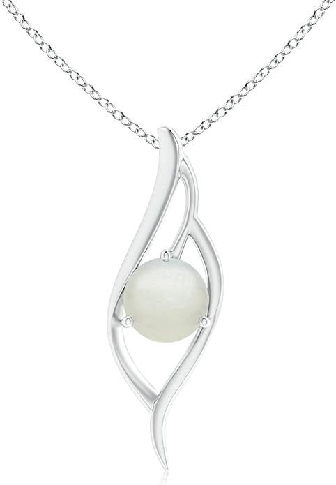 Angara Natural Moonstone Pendant for Women | Moonstone Angel Wing Bypass Pendant in 14K Solid Gold/Platinum With 18" Chain | Birthday, Anniversary, Gemstone Jewelry Gift