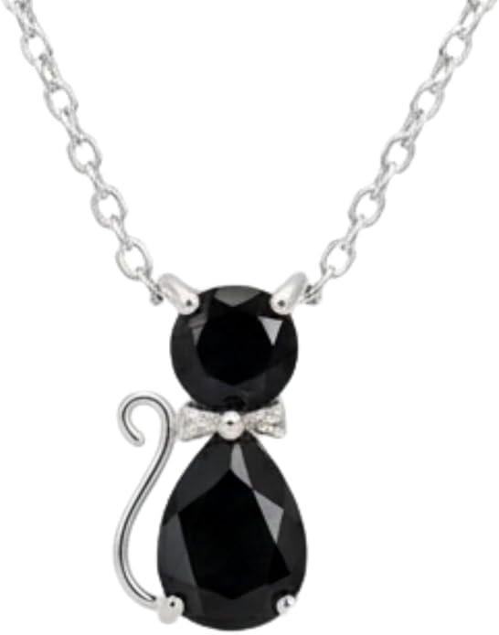 925 Sterling Silver Animal Pendant Necklace Collection for Women | Handmade Natural Gemstone Jewelry | Cat, Bee, Turtle & Bug Designs | Hypoallergenic Silver Necklace Gift for Her