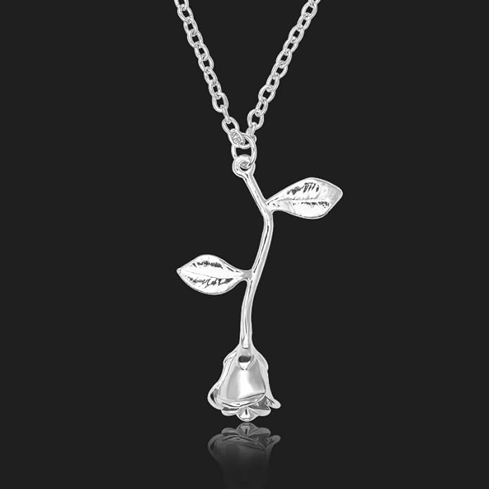 ONLYJUMP Rose Alloy Necklace for Women Heart Pendant Copper Zircon Light Luxury Fashion Jewelry Dainty Romantic Statement Necklace for Daily Wear Ideal Valentine's Day Anniversary Birthday Gift