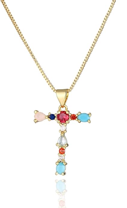 Eben-Ezer 18K Gold Box Chain Choker Initial Necklace Multi-Color Zircon Letter Pendant Script Name Custom Necklace for Women Gift Alphabet 26 A-Z