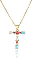Eben-Ezer 18K Gold Box Chain Choker Initial Necklace Multi-Color Zircon Letter Pendant Script Name Custom Necklace for Women Gift Alphabet 26 A-Z
