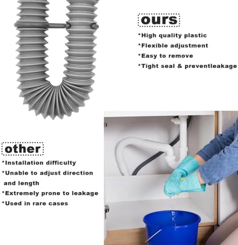 Flexible Expandable Bathroom P Trap, 1 1/4 to 1 1/2 Sink Drain Adapter Included - Image 6