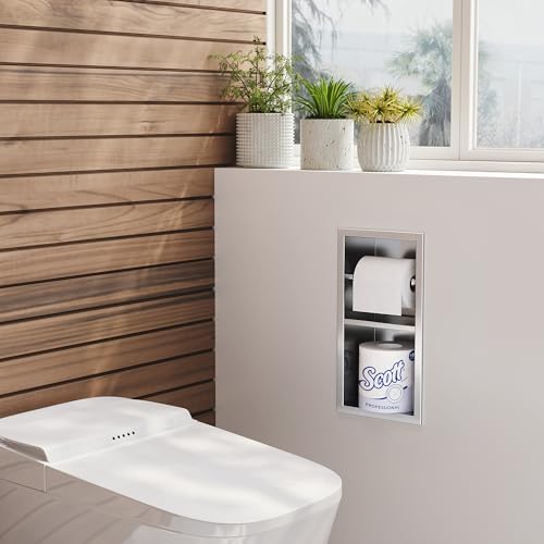 Neodrain Brushed Recessed Toilet Paper Holder, Dual Rolls - Image 2