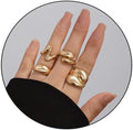 MIFYNN Chunky Gold Rings for Women Gold Silver Adjustable Thick Ring Fashion Statement Ring Open Dome Ring Chunky Silver Rings Geometric Curved Minimalist Simple Rings