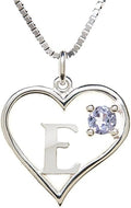 Silver Sterling Necklace Initial Letter A-Z Birthstone for Women – Personalized Custom Jewelry Pendant with Heart Design Customized Dainty Charm for Wife Girlfriend Mom – 18" Box Chain