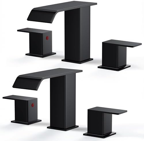 FORIOUS Bathroom Faucet 3 Hole 8 Inch Widespread Sink 2 Pack Matte Black by FORIOUS