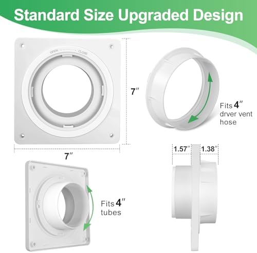 Dryer Vent Wall Plate, Dryer Vent Connector Kit Fits 4 Inch Tubes Hose - Image 3