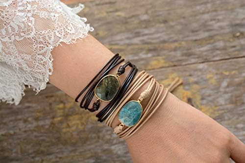 ZOSOJONA Women Wrap Bracelet Boho Natural Jasper Crystal Stone Beads Strand Bracelets