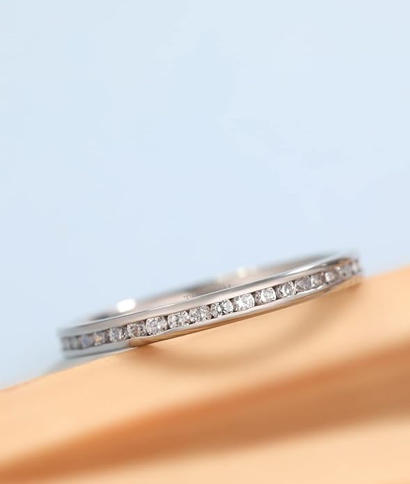 TIGRADE 2.5mm 4mm 5mm 6mm Titanium Ring Cubic Zirconia Engagement Ring Wedding Band Size 3 to 13.5