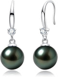 Genunie Tahitian Black Pearl Earrings, 9-11mm AAAA Natural Ocean-Grown Pearls with Sterling Silver Moissanite Earring, Anniversary Wedding Birthday Christmas Gift for Wife Mom Daughter, Women Jewelry