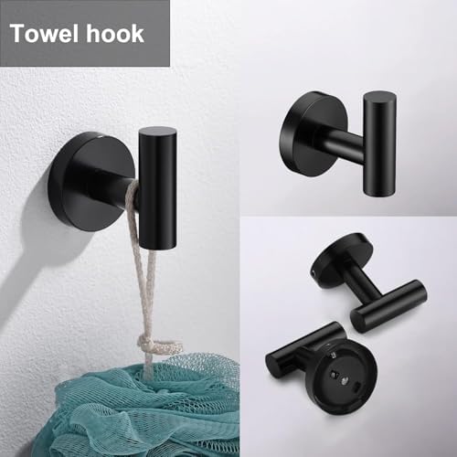 5 Pieces Matte Black Bathroom Hardware Accessories Set, SUS304 Stainless Steel - Image 4