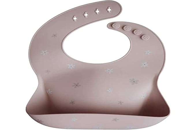 mushie Silicone Baby Bib | Adjustable Fit Waterproof Bibs (Daisy)