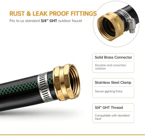 XIYOGFAUEET 3/4” Utility Sink Hose, 31” Heavy Duty Short Garden Hose - Image 3
