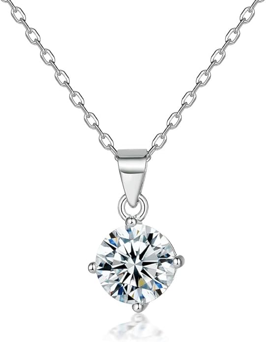 Gemlux 14K Gold Four-Prong Moissanite Ring Stud Earrings Necklace Set, Women's Luxury Three-Piece Jewelry Set, Classic Diamond-Inspired Jewelry