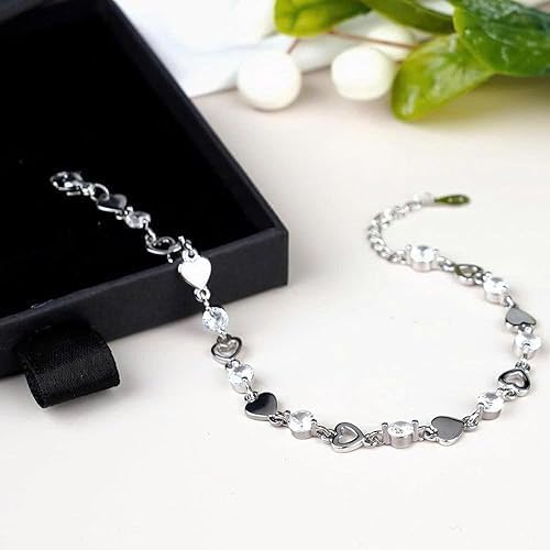 To My Granddaughter Bracelet from Grandma and Grandpa, Heart Chain Bracelet with Shiny Stones, Perfect Birthday or Graduation Christmas Gift for Granddaughter with Message Card and Gift Box