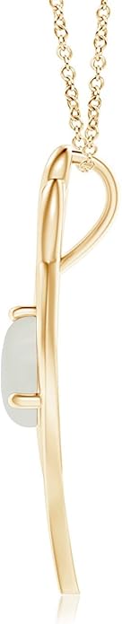 Angara Natural Moonstone Pendant for Women | Moonstone Angel Wing Bypass Pendant in 14K Solid Gold/Platinum With 18" Chain | Birthday, Anniversary, Gemstone Jewelry Gift