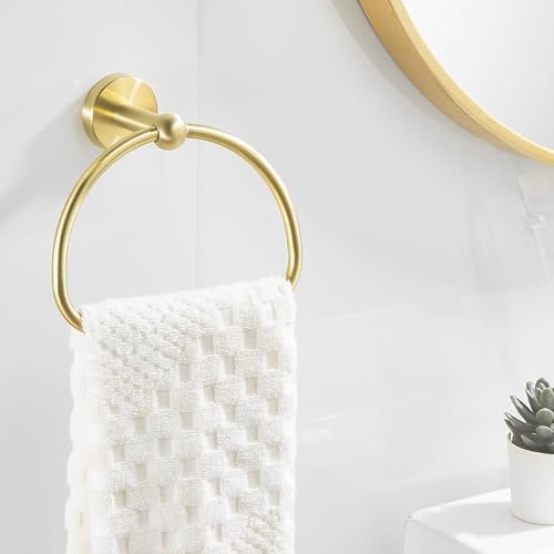 Leyden Toilet Paper Holder Towel Ring Brushed Gold Bathroom Hardware Hand Towel - Image 2