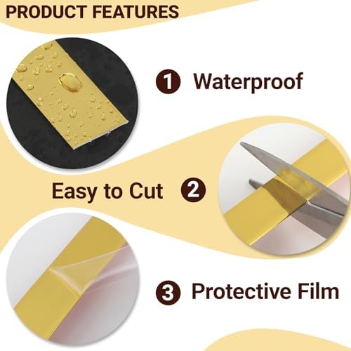 Trimold Glossy Gold Molding Trim Peel and Stick, Flexible Mirror Border Design - Image 4