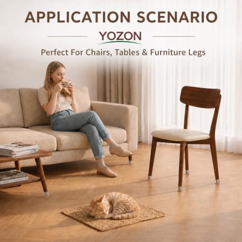 YOZON Chair Leg Floor Protectors Silicone Caps Felt Furniture Pads Covers - Image 6