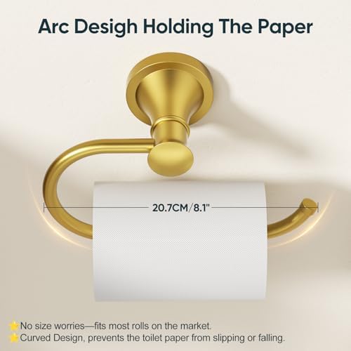 BESy Toilet Paper Holder Wall Mounted Bathroom Tissue Holder Brushed Gold - Image 4