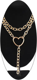 Chunky Layered Big Heart Gold Y Necklaces for Women, Statement Thick Silver Cuban Chain Trendy Bold Choker Necklaces Punk Valentine Bar Jewelry Gifts