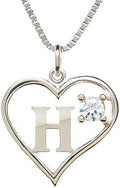 Silver Sterling Necklace Initial Letter A-Z Birthstone for Women – Personalized Custom Jewelry Pendant with Heart Design Customized Dainty Charm for Wife Girlfriend Mom – 18" Box Chain