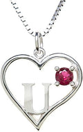 Silver Sterling Necklace Initial Letter A-Z Birthstone for Women – Personalized Custom Jewelry Pendant with Heart Design Customized Dainty Charm for Wife Girlfriend Mom – 18" Box Chain