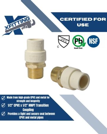 10 Pack XFITTING 1/2" Male CPVC Adapter, 1/2 MNPT CPVC Coupling - Image 6