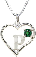 Silver Sterling Necklace Initial Letter A-Z Birthstone for Women – Personalized Custom Jewelry Pendant with Heart Design Customized Dainty Charm for Wife Girlfriend Mom – 18" Box Chain