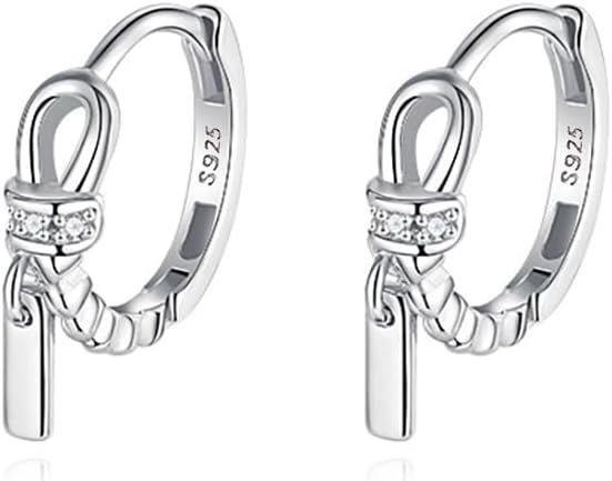 Reffeer Solid 925 Sterling Silver Minimalist Hoop Earrings for Women Teen Girls CZ Hoop Earrings Cartilage Helix Hoop Earrings Huggie
