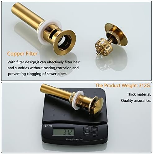 Bathroom Sink Drain Brushed Dark Gold Pop Up Drain - Image 4