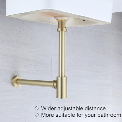 RANDOM Brass Round Bottle P-Trap 1 1/4, Raise and Lengthen Adjustable Basin - Image 3