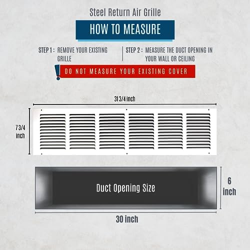 Fits 30x6 Duct Opening | Steel Return Air Grille by Handua | Vent Cover Grill - Image 2