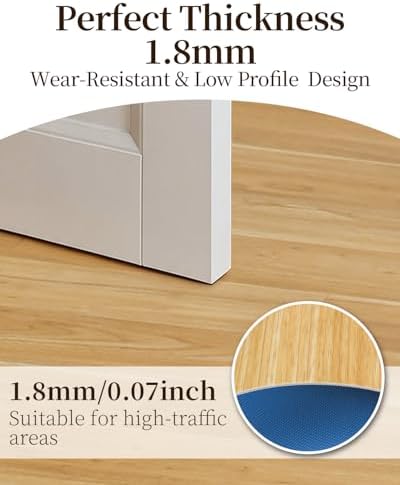 6'×9' Non Slip Vinyl Rug Waterproof 1.8mm Thick, Woodgrain Pattern Vinyl Floor - Image 6