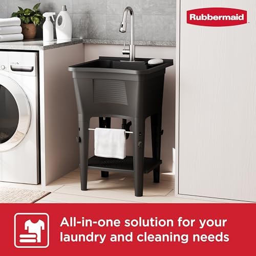 Rubbermaid Utility Sink Laundry Tub, Freestanding All-in-One Sink - Image 2