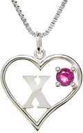 Silver Sterling Necklace Initial Letter A-Z Birthstone for Women – Personalized Custom Jewelry Pendant with Heart Design Customized Dainty Charm for Wife Girlfriend Mom – 18" Box Chain