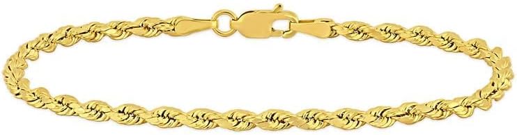 Gold Rope Chain Bracelet for Men & Women – 100% Real 10k or 14k Gold, Lightweight, Premium Craftsmanship