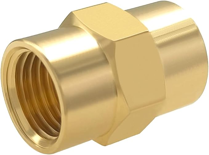 Hooshing 5PCS Brass Coupling Pipe Fitting, 1/4" x 1/4" NPT Female Coupler - Image 3
