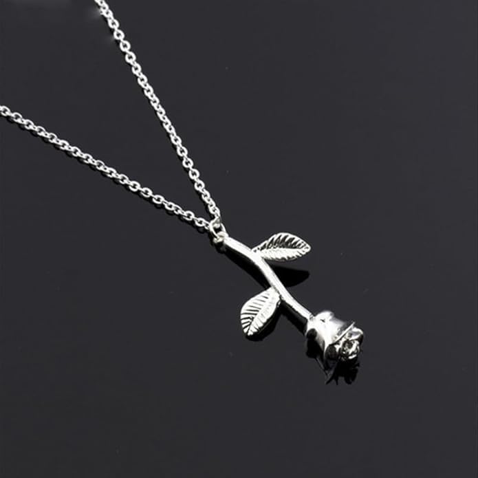 ONLYJUMP Rose Alloy Necklace for Women Heart Pendant Copper Zircon Light Luxury Fashion Jewelry Dainty Romantic Statement Necklace for Daily Wear Ideal Valentine's Day Anniversary Birthday Gift