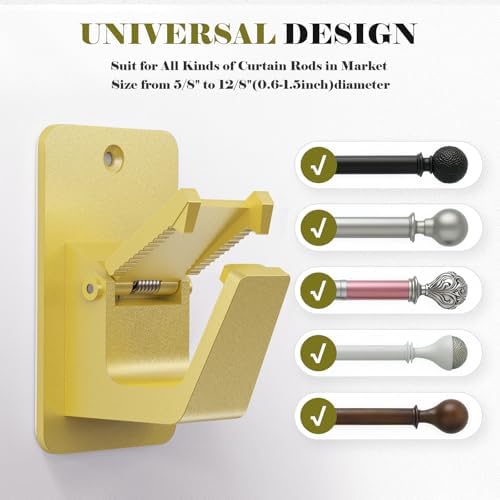 No Drill Curtain Rod Brackets, Universal Curtain Rod Holder, 8 Pack Self - Image 2