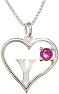 Silver Sterling Necklace Initial Letter A-Z Birthstone for Women – Personalized Custom Jewelry Pendant with Heart Design Customized Dainty Charm for Wife Girlfriend Mom – 18" Box Chain