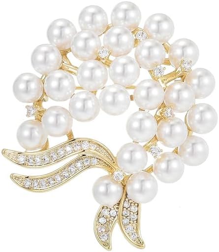 Flower Floral Brooch Pin Pearl Rhinestone Crystal Brooches Pins Scarf Brooch Clip Christmas Lapel Pin Dress Accessories for Women
